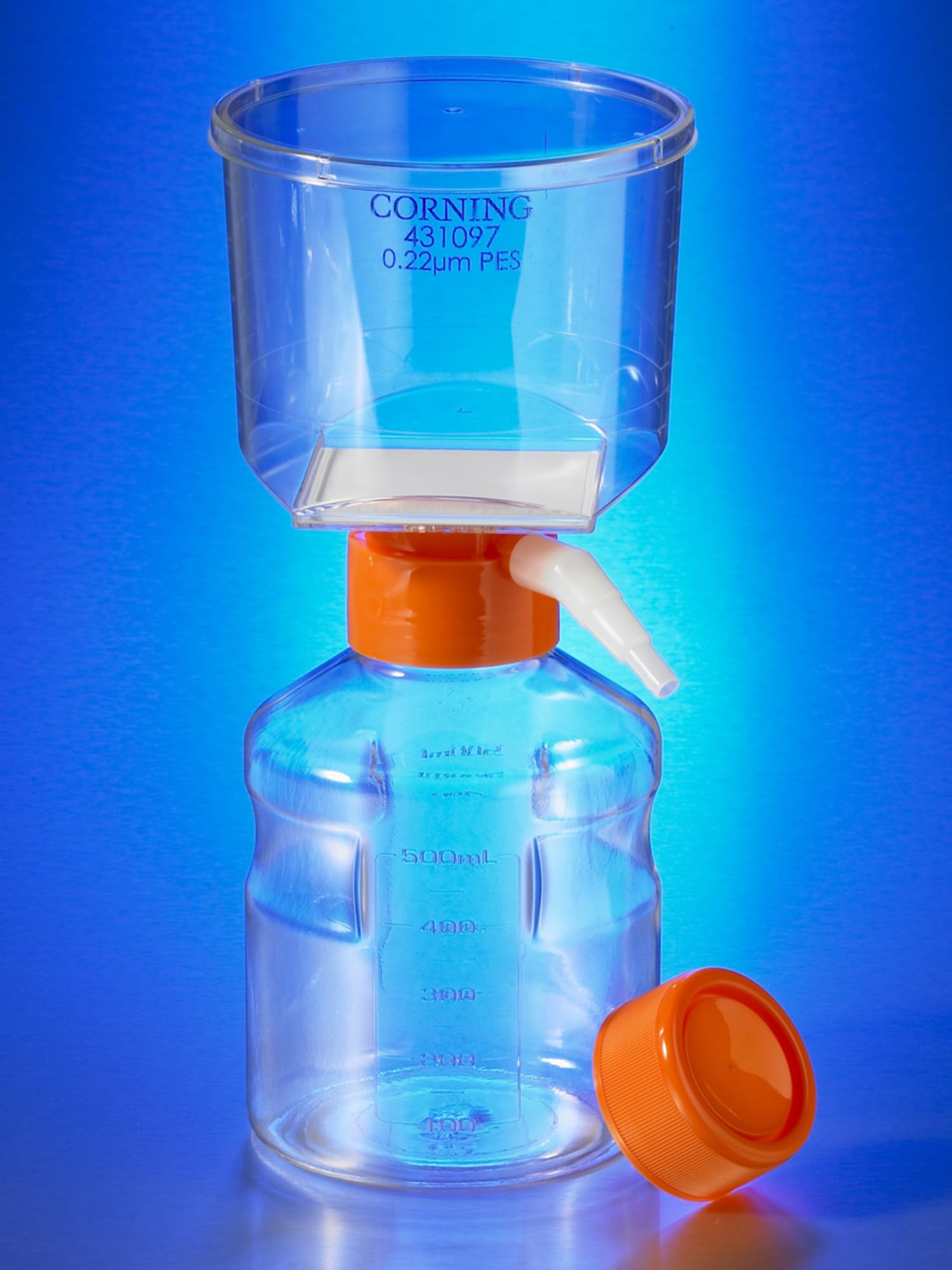 Corning 431097 Polystyrene Vacuum Filter/Storage Bottle System, Graduated, Sterile, Polyethersulfone Membrane, 0.22 Micron, 500mL Capacity (Case of 12)-image-5