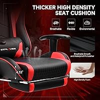 Vista 6 de GTPLAYER Silla de juegos con altavoces Bluetooth, respaldo y altura ajustables, reposabrazos 3D, reposapiés, silla ergonómica para computadora