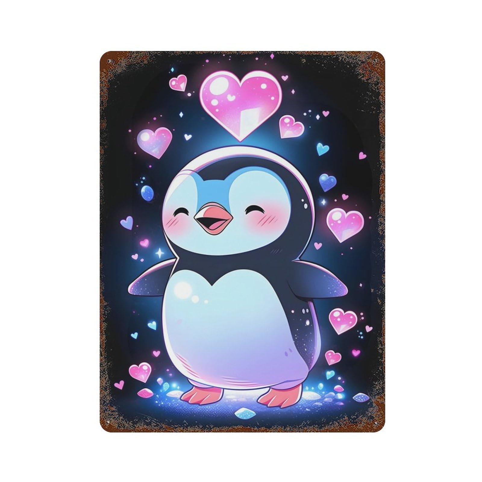 Cute Penguin Lovers Retro Metal Sign 15.7"x11.8", Classic Wall Plaque for Garage, Pub Or Kitchen