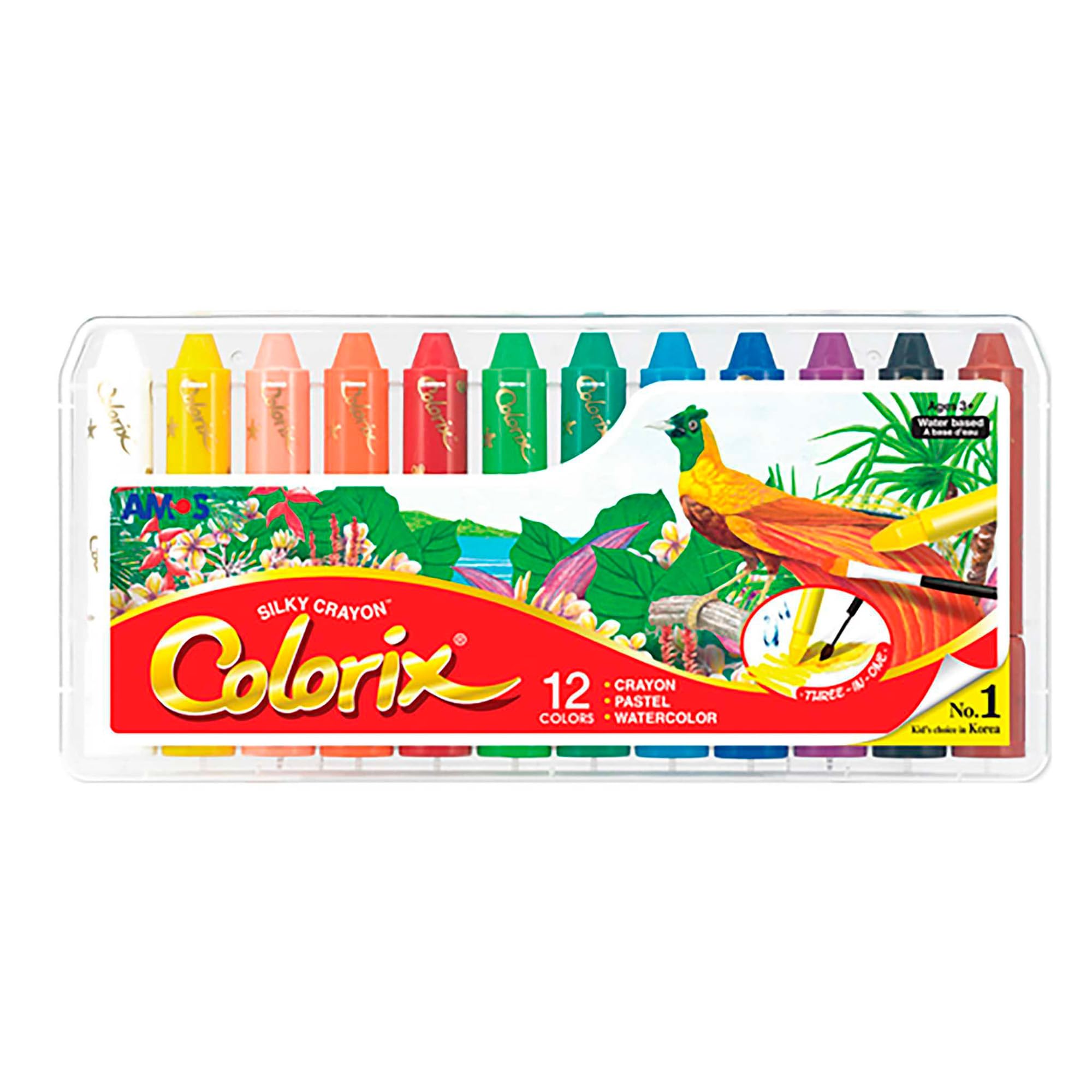 COLORIX Twistable Crayons -- 3 in 1 Gel Crayons, Pastel & Watercolor with Twist-Up Design, 12 Count, Soft Texture, Non Toxic, Easy Grip Coloring Supplies for Kids, Preschool & Travel