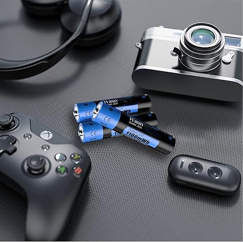 Miniatura 8 de Baterías de litio recargables AAA con cargador, Hixon 1100 mWh de alta capacidad triple AAA recargable, 1600 ciclos, baterías recargables constantes