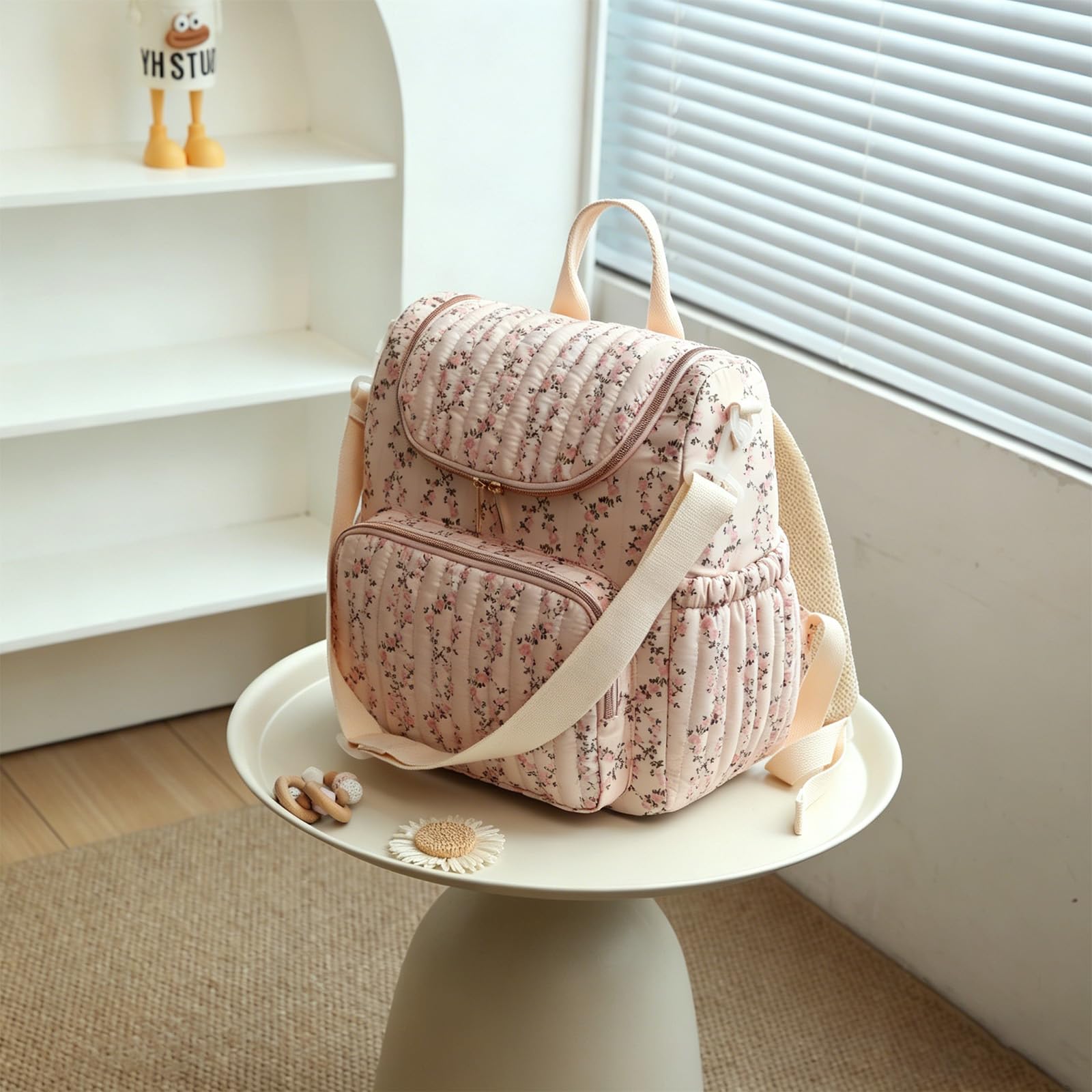Stilvoller Wickelrucksack für Eltern mit mehreren Taschen, isolierten Fächern und Kinderwagengurt für Baby-Zubehör