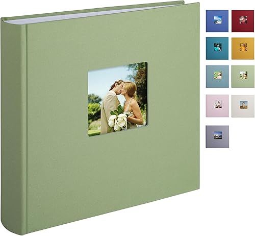 1DOT2 Álbum de fotos verde salvia de 11.8 x 11.8 pulgadas, 120 páginas con tapa dura de tela antiestática, páginas interiores sin ácido, lignina y