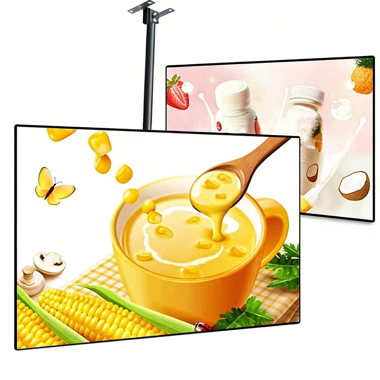 Odtwarzacz multimedialny montażu na ścianie, WiFi i inteligentny podzielony | Wyświetlacz LCD Digital Signage z ekranem reklamowym, cyfrowy odtwarzacz wideo w kiosku dla restauracji(50 inch)