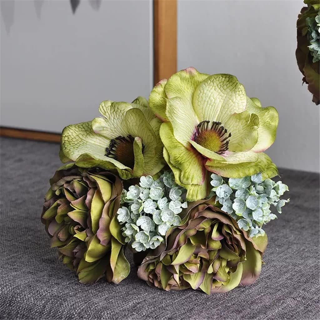 XDLEDMKIZ Peony bouquet anemone wedding bridal bouquet silk artificial flowers scrapbook flores artificiales room decor Interesting