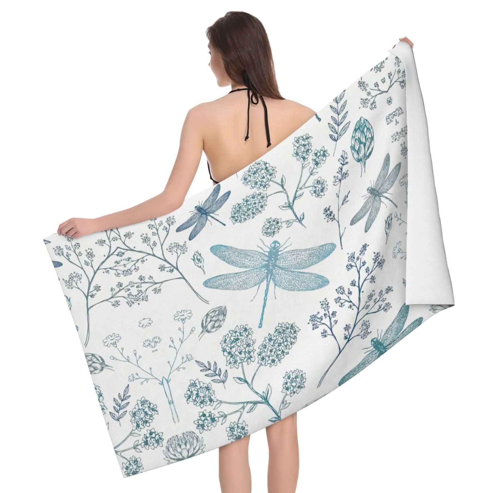 Serviette de bain microfibre ultra absorbante à séchage rapide libellule