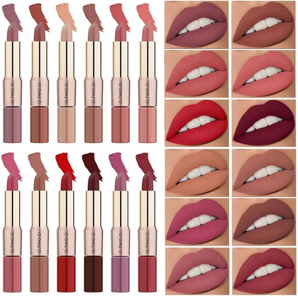 Amazon.com : Matte Nude Lip Gloss and Lipstick Set 2 IN 1