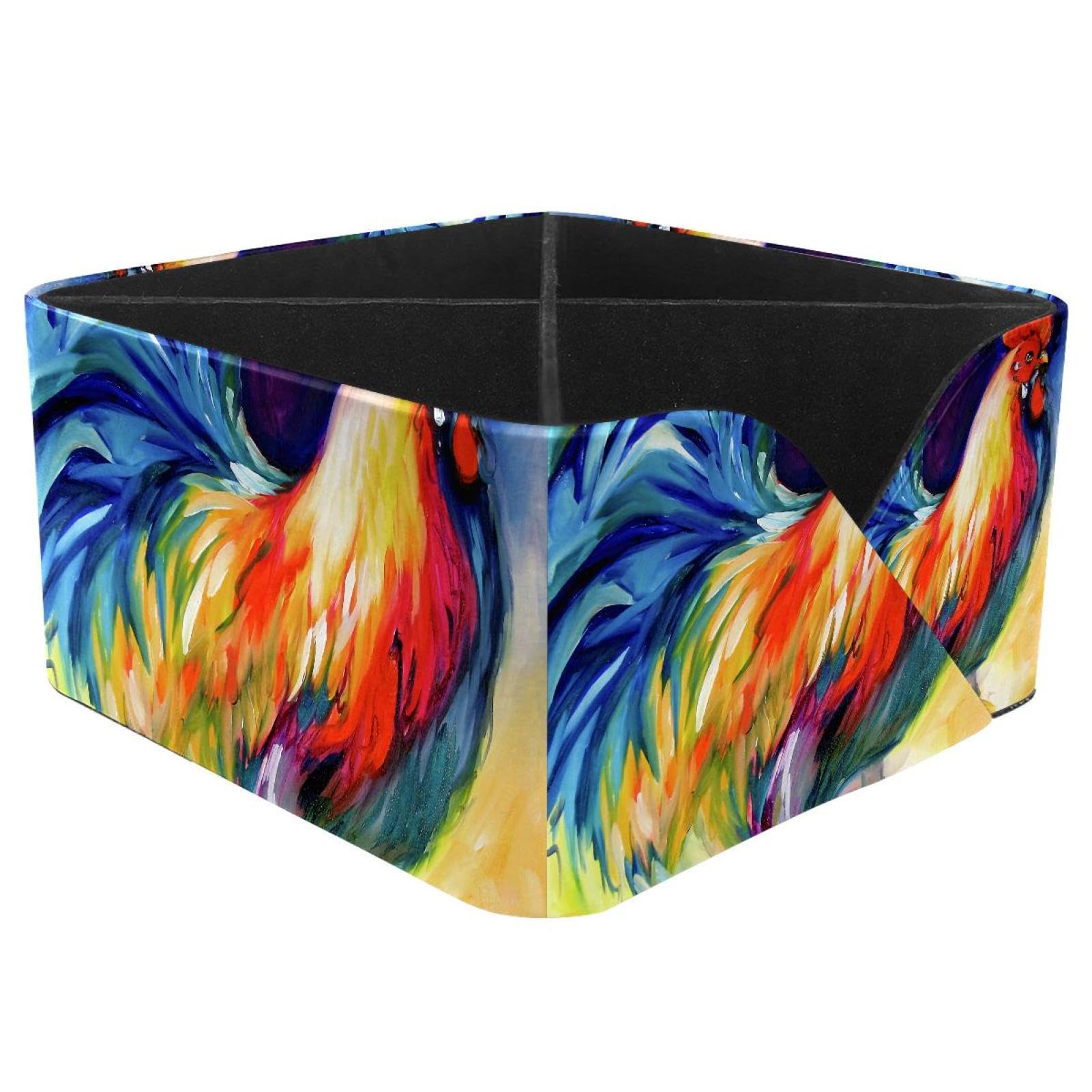 KengjuTesu Rooster Painting Desktop Organizer Pen Holder, Rectangular Pencil Cup for Office, Study and Makeup Stations