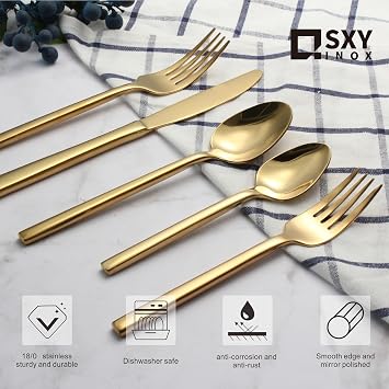 Silverware Set for 4,20 Pieces Forged Stainless Steel Flatware Set Cutlery Set,Heavy Duty and Modern Desgin,Fancy Tableware Cutlery Set for Home,Restaurant,Mirror Polished,Dishwasher Safe