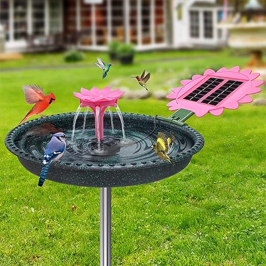 Ribgwo Metal Solar Powered Fountain Bird Bath for