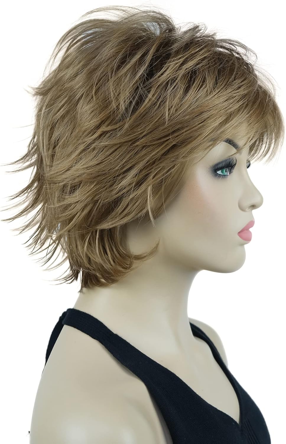 Lydell Short Layered Shaggy Wavy Full Synthetic Wigs (Golden Reddish Brown) - Image 4