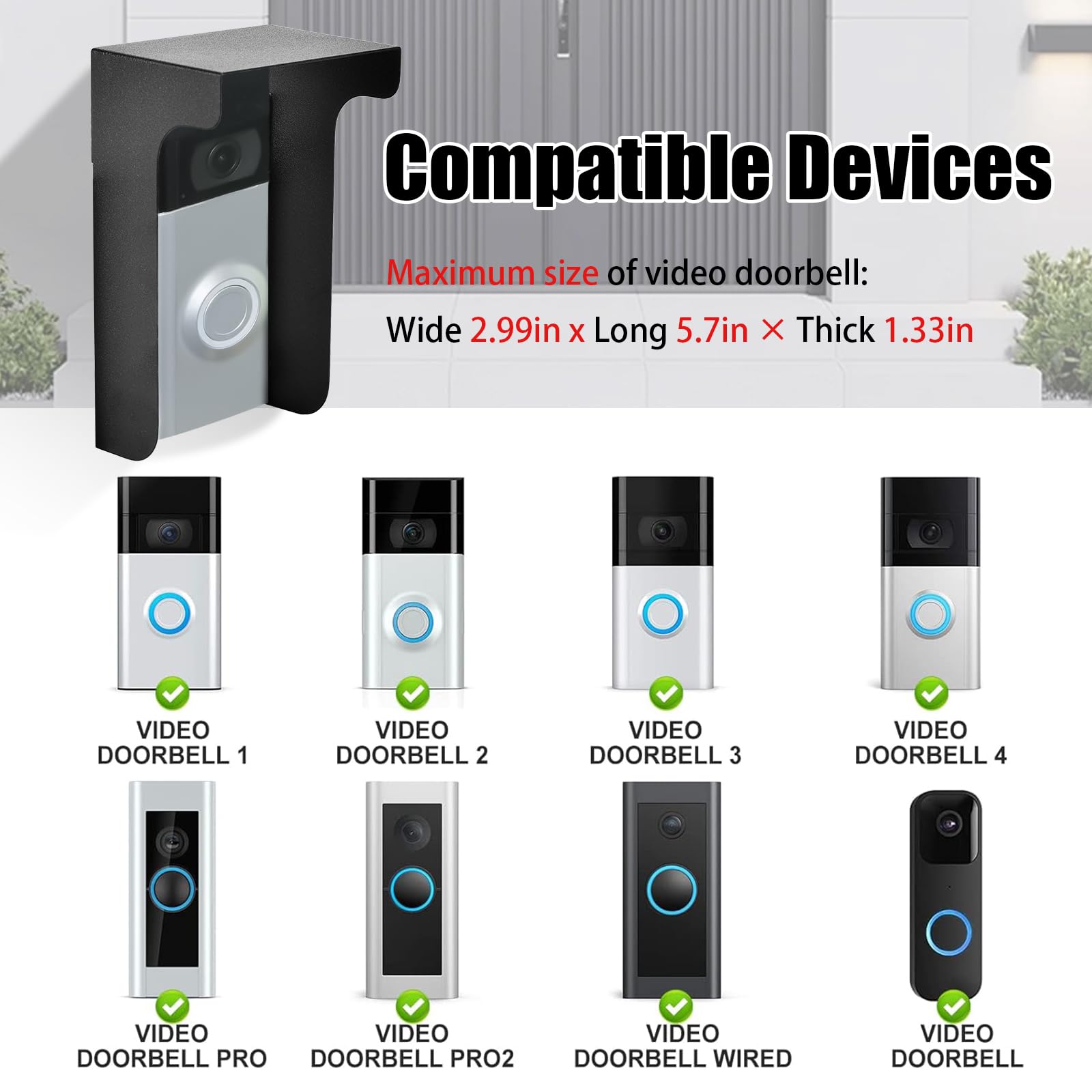 RingDoorbell Rain Cover Steel Anti-Glare Protection Weather Protector - Image 4