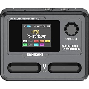 SONICAKE Guitar Multi-Effects Pedal 9 Effect Modules (Black) | 100 Presets 20 Amp/Cab Guitar Effect Processor OTG USB Audio I