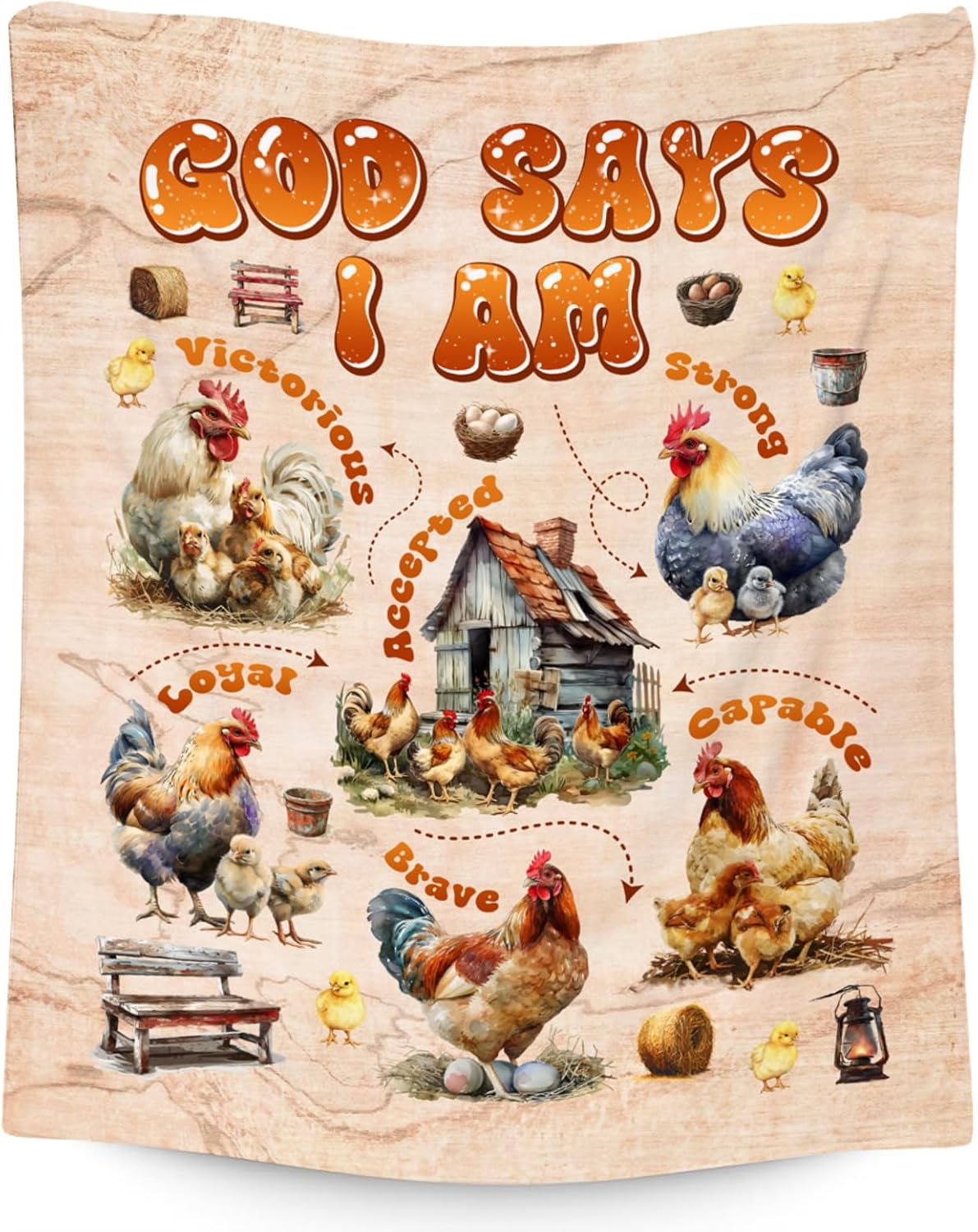 Chicken Throw Blanket, Gifts for Women & Kids - Warm Cozy Fleece, 40"x50"