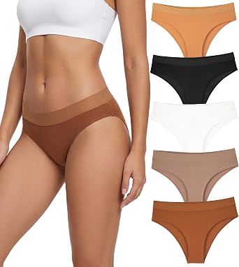 COOPLUS Cotton Underwear for Women High Waisted Briefs Half Coverage Breathable Soft Panties 5 Pack
