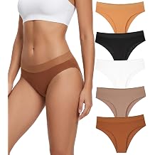 COOPLUS Cotton Underwear for Women High Waisted Briefs Half Coverage Breathable Soft Panties 5 Pack