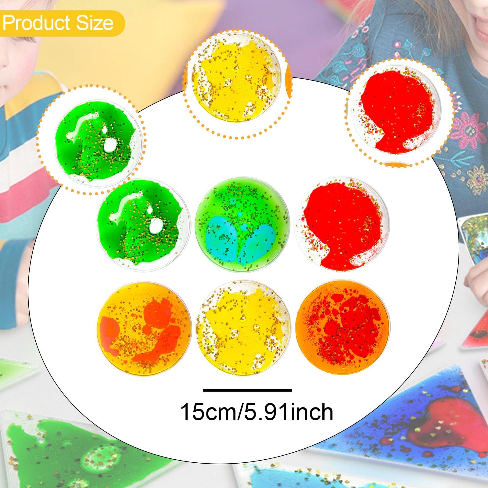 6 Pezzi Giocattolo Sensoriale in Gel Morbido Liquido, Giocattolo di Movimento Liquido, Regalo Giocattolo, Giocattolo Sensoriale per Bambini, Cerchio