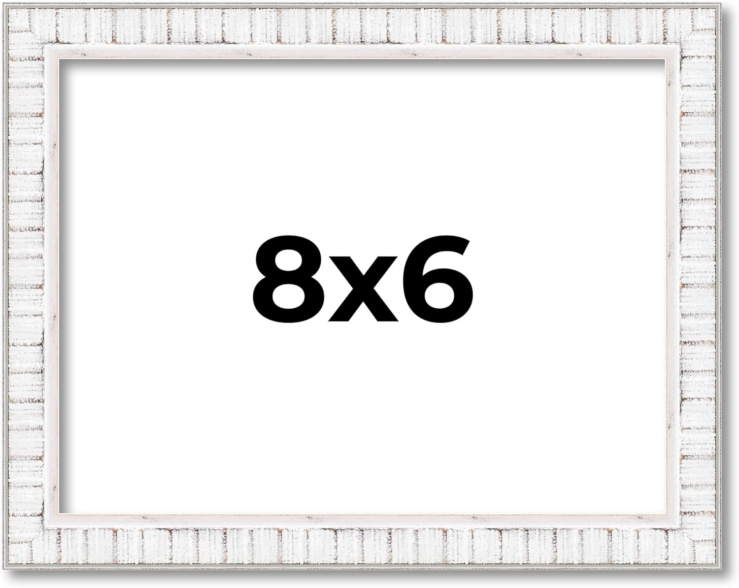 CountryArtHouse 8x6 Frame White Scuffed Rustic Solid Wood Picture Frame | 0.75 Inch Moulding Width| Includes UV Acrylic Plexiglass, Acid Free Foam Backing Board and Hanging Hardware
