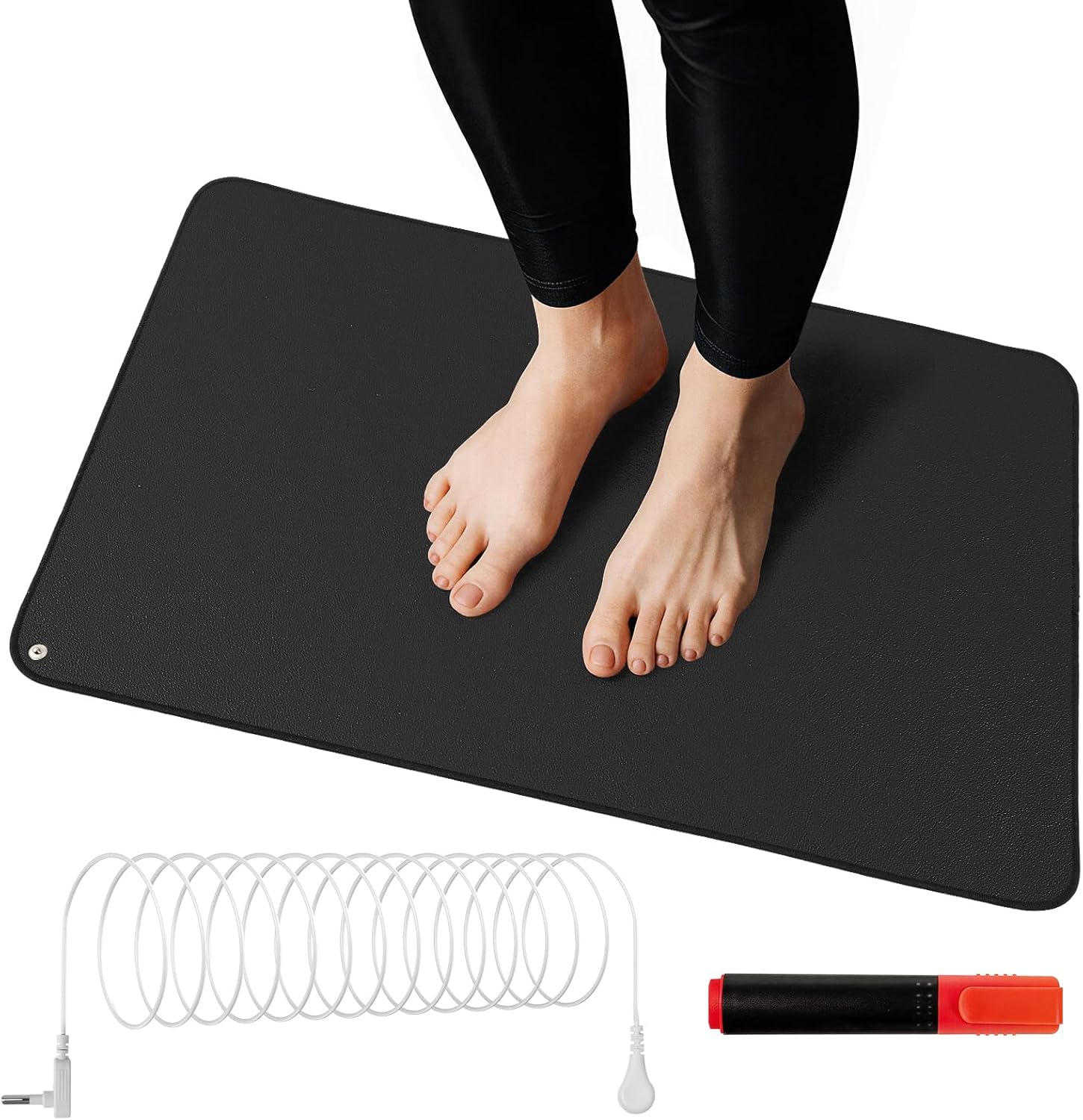 Grounding Mat for Feet, 24"x16" Earthing Mat with 15ft Cord, Conductive Carbon Technology & Non-Slip Rubber Backing for Pain Relief, Better Sleep, Stress Reduction for Desk, Bed, Office