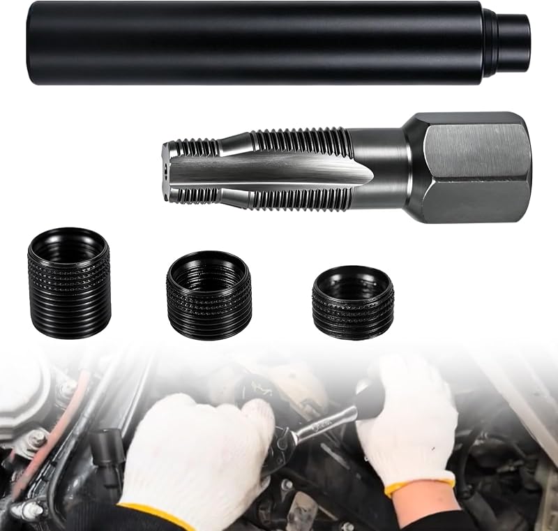 5334-14 Kit de reparación de roscas para orificios de bujías M14 x 1,25 | Incluye un macho de roscar escariador de 14 mm, una herramienta de inserción y 3 insertos, un kit de reparación de roscas para roscas de bujías dañadas.