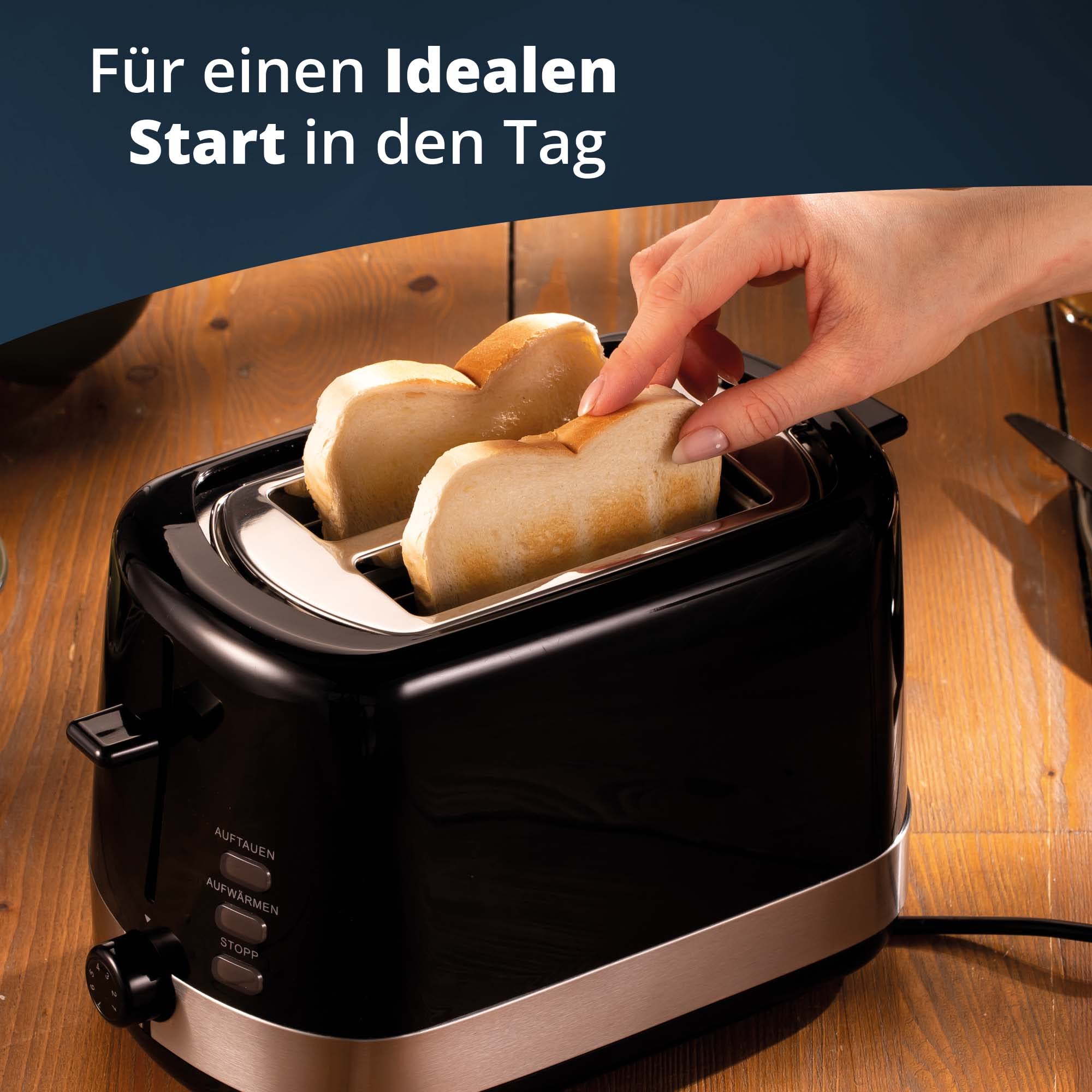 KHG Wasserkocher und Toaster Set 2-teilig 2200 850 Watt 1,7 Liter 2 Scheiben Klassisch Schwarz