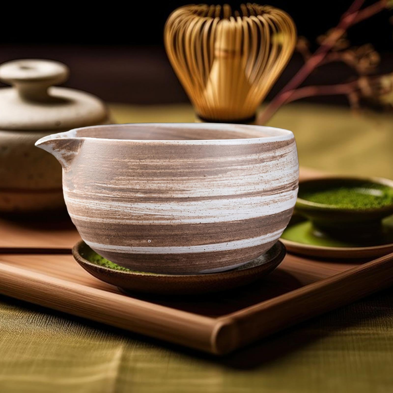 Amazon｜DeeRace セラミック抹茶ボウル 抹茶 茶碗 抹茶碗 注ぎ口付