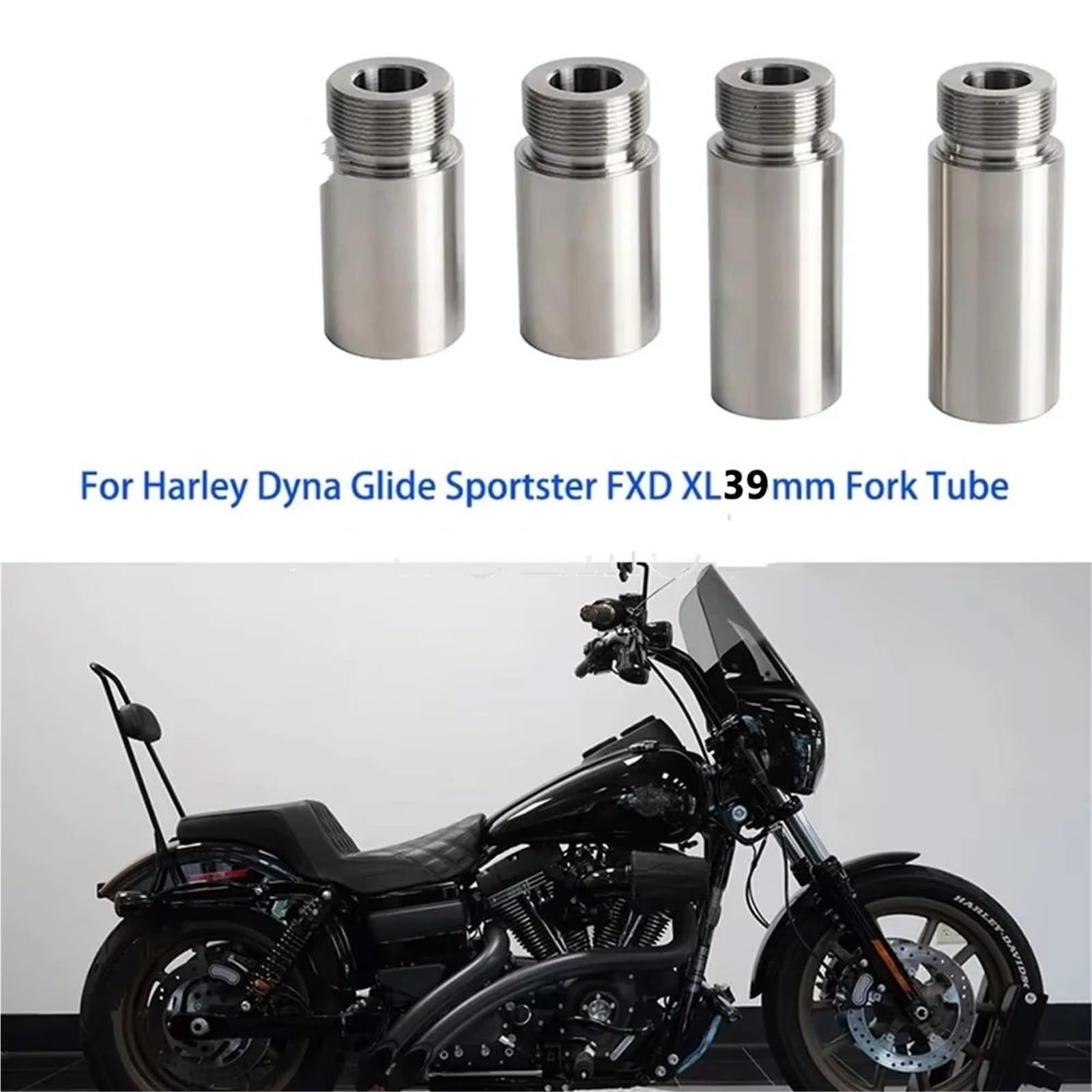 wahacza wahacz Pasuje do motocykla Harley Glide Sportster FXD XL883 XL1200 Przedłużka rury widelca przedniego chromowana 39 mm(3 inch)