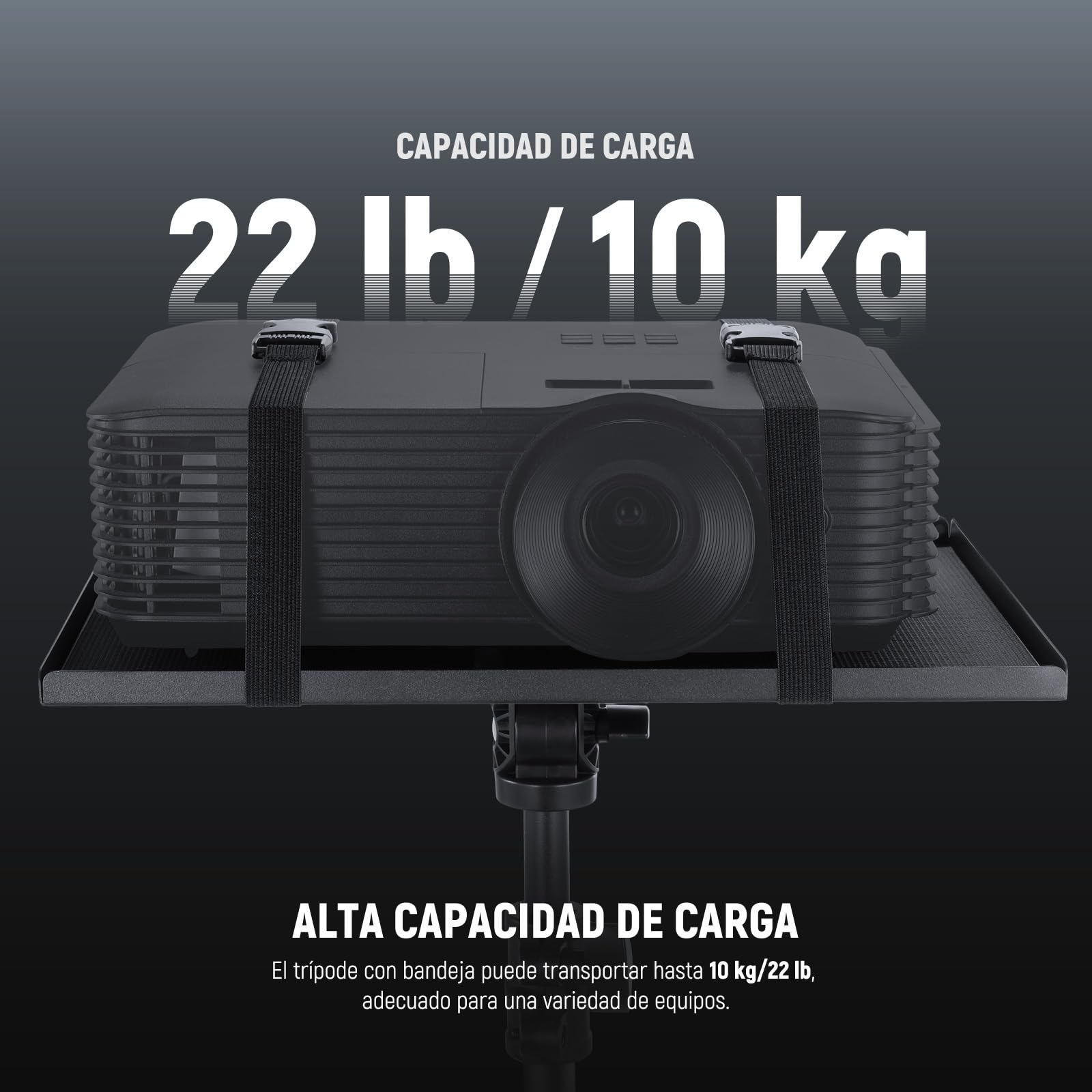 Soporte para Proyector con Bandeja Inclinable 180 ° y Soporte para Teléfono, 3 Secciones Telescópicas 29.9"-57.1"/76-145cm Trípode para Proyector/Portátil, Trípode Portátil Plegable Estudio