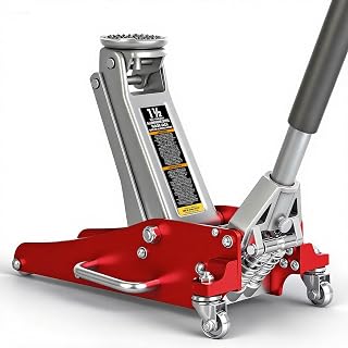 BIGRED 1.5 Ton Low Profile Floor Jack - Dual Piston Quick Lift Pump, 3000 lb Capacity, 3.54-14.09" Range for Compact Cars, Red