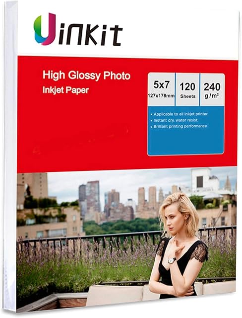 5x7 Inkjet Paper High Glossy - 120sheets Photo Paper 240Gsm Inkjet Printer Only 127x178mm Uinkit