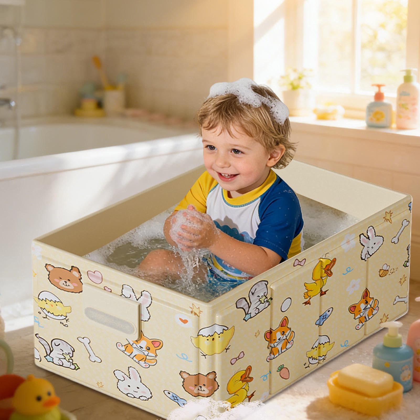 Bañera Plegable para Bebé Plegable que ahorra espacio, estable y estanca | Compacta Bañera de Almacenaje para Niños, Niñas, SPA, Autocaravana, Baño, Viajes, Balcón, Exterior,