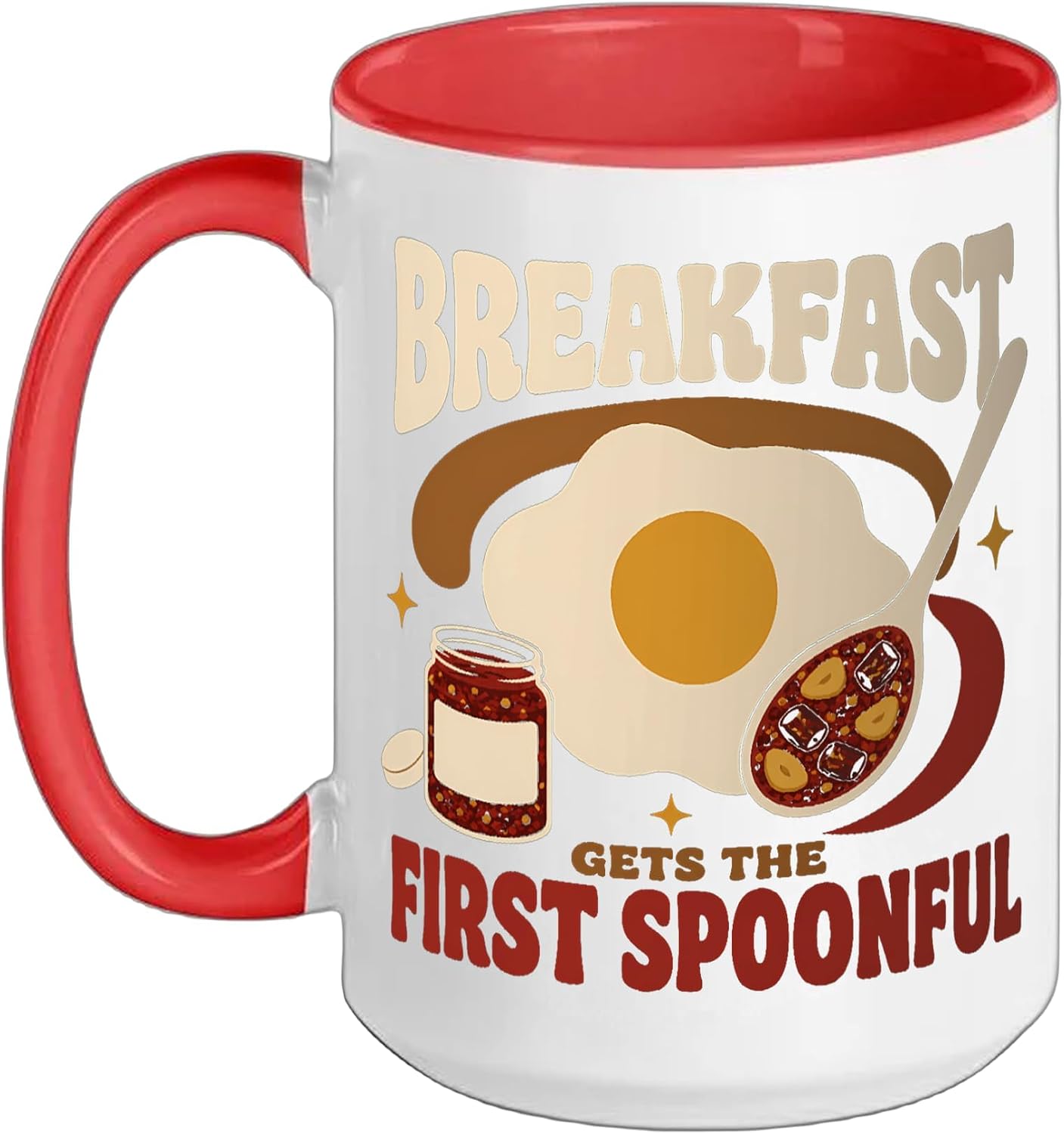 Chili Crisp Chili Oil Spicy Condiment Foodie Gift Ceramic Mug, Red/White, 15oz