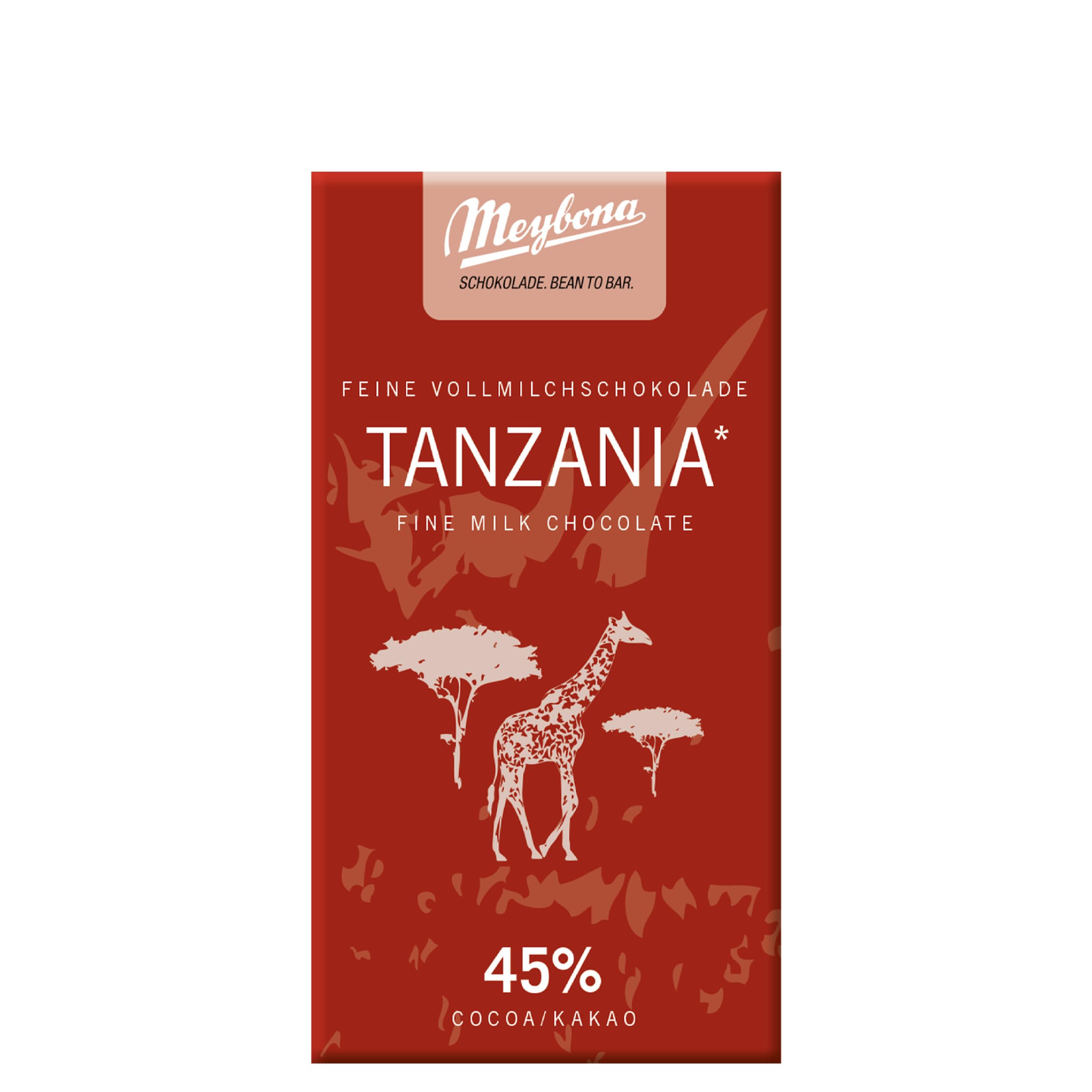 Meybona Urspungs-Schokolade Vollmilch | Tanzania | 45% Kakao | 18x40g | 45% Kakao, perfekt für unterwegs, ohne Palmöl, Meybona Bean-to-Bar-Schokolade, Single Origin, Edel-Schokoladen