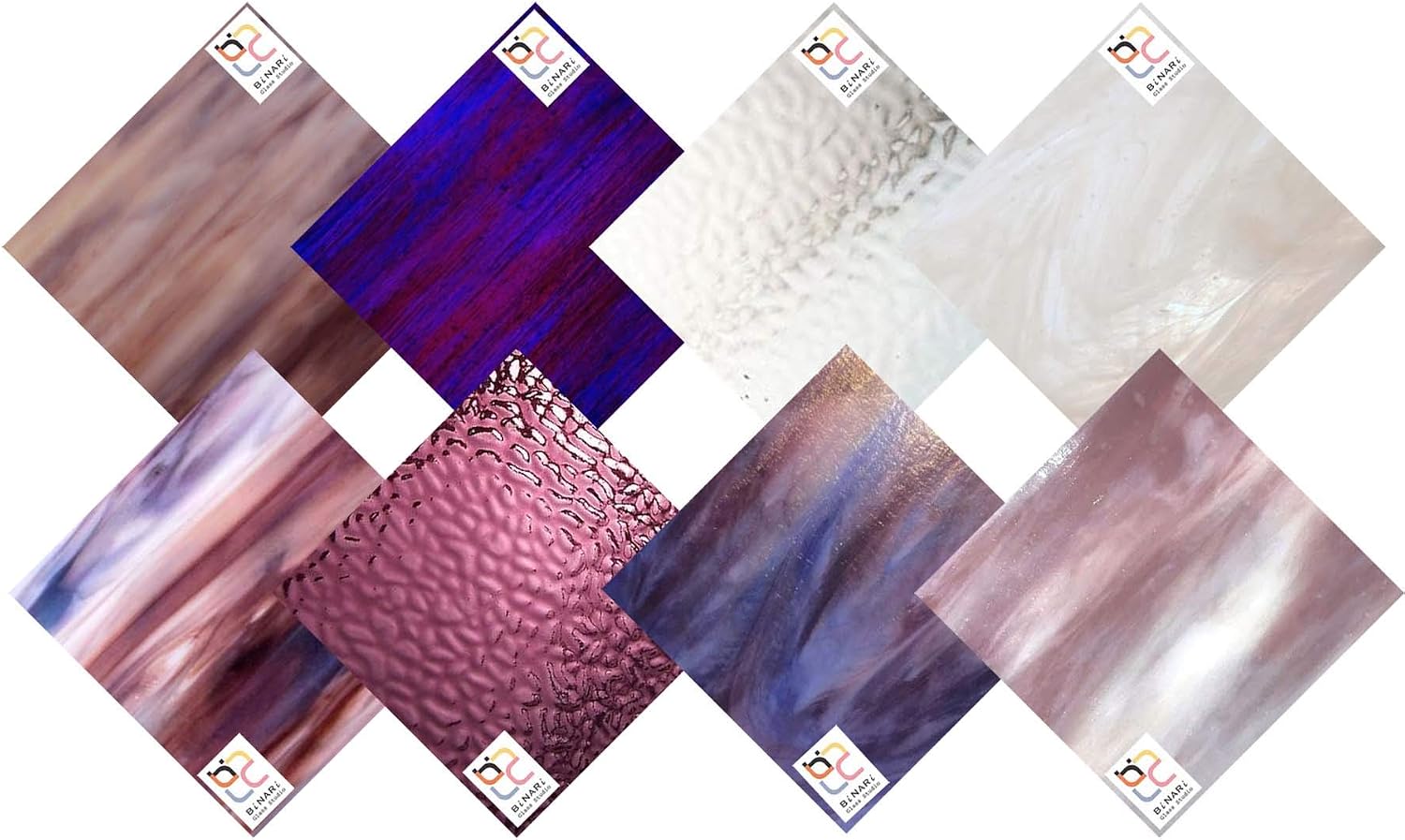 Purple Polar Winds Stained Glass Pack and Mosaic Glass (8"x6") by BiNARi Glass Studio