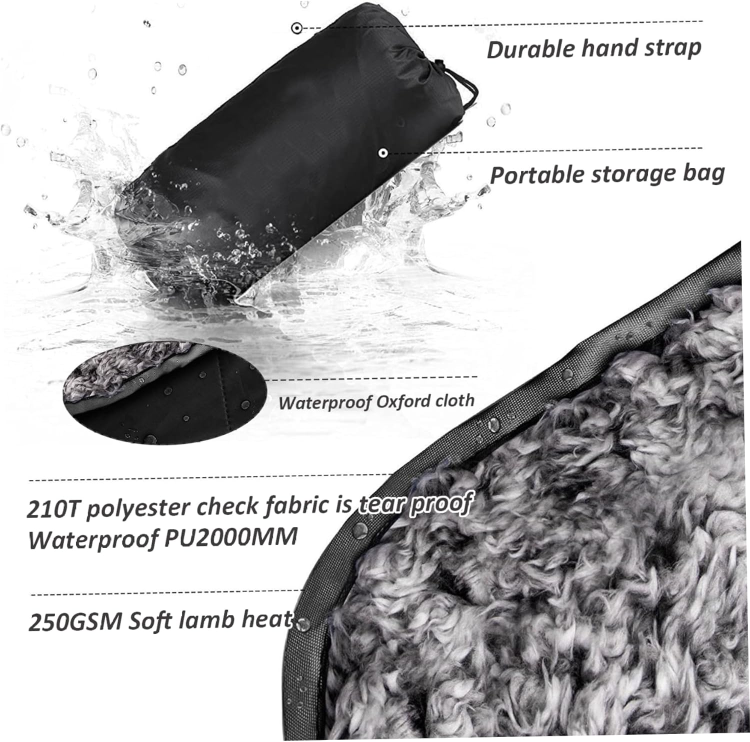Camping Blanket 55x79 Waterproof Stadium Blanket with Storage Bag Washable Windproof Warm Foldable Down Camping for Sporting Events Picnic Travel.