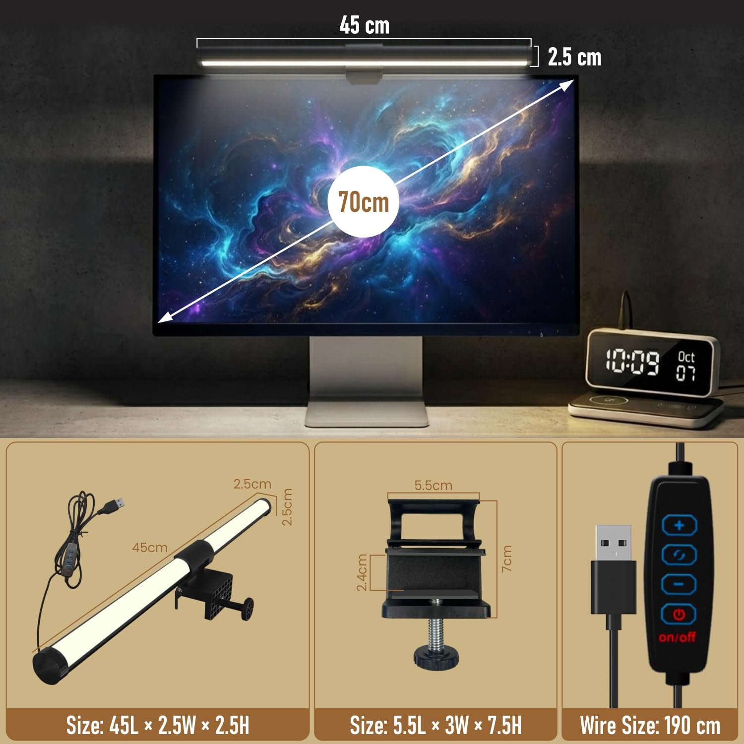 45CM LED Light Bar - Eye-Care Desk Lamp for Laptop -4