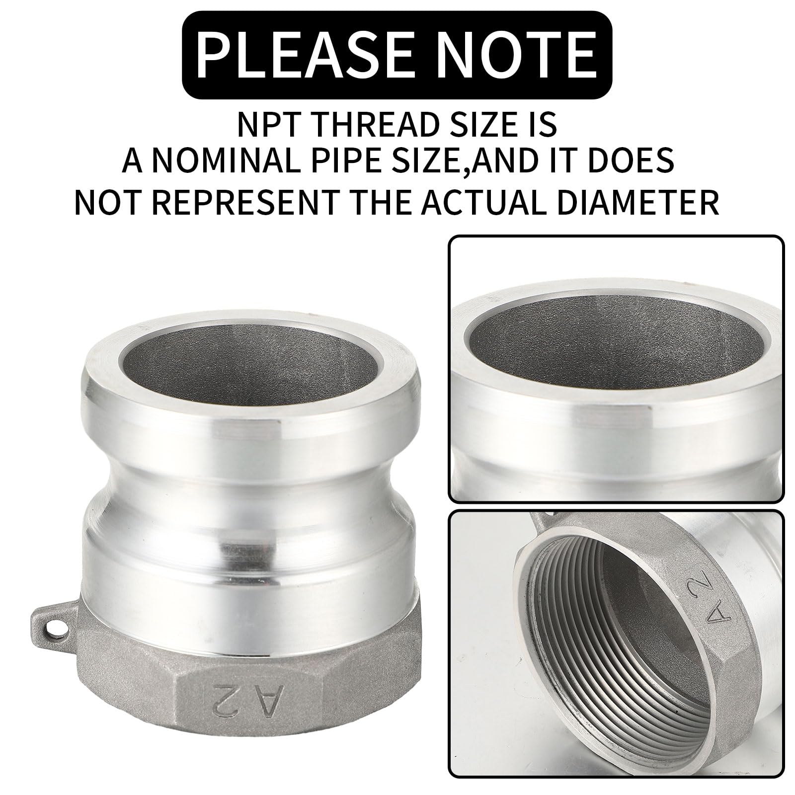 Hicarer 2 accesorios de manguera de ranura de leva tipo B Npt Global y 2 accesorios de bloqueo de leva de aluminio tipo F Npt para agricultura industrial (2 pulgadas)