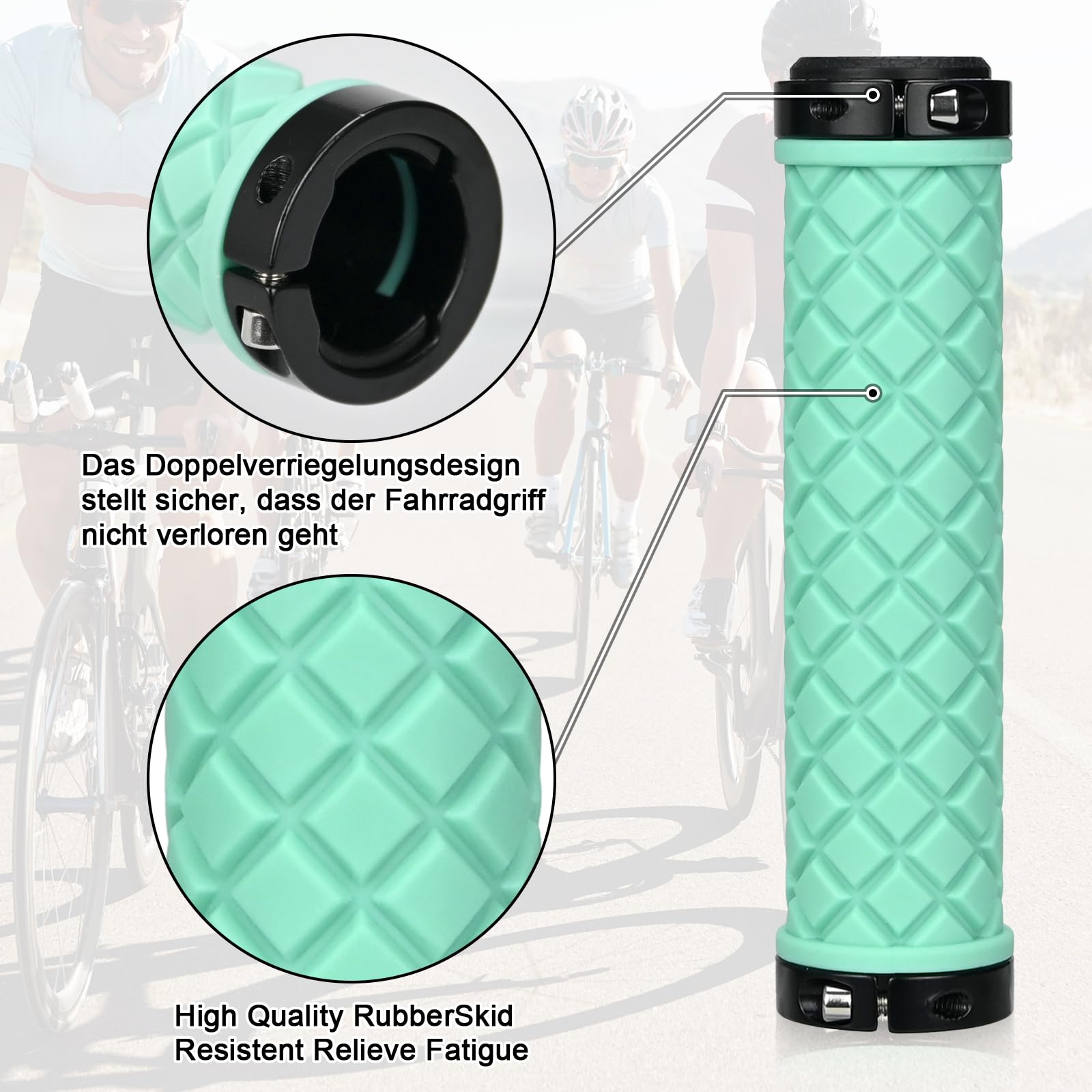 KOOOGEAR Manopole antiscivolo per manubrio bicicletta, ergonomiche, design Lock-On a due lati per bicicletta elettrica da 22 mm, bici da trekking, mountain bike, bici da turismo