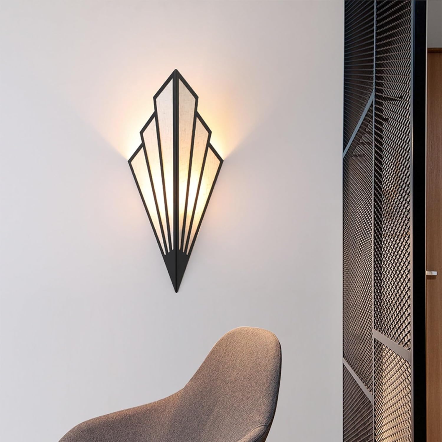 Modern Style Wall Light Set of Two,Battery Operated Wall sconces with Remote Control,Wireless Art Deco Lighting Fixture for Living Room,6 RGB Colors dimmable(with Bulbs+Remote Control+Charging Cable)