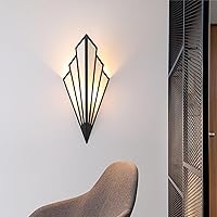 Vista 4 de Juego de dos lámparas de pared de estilo moderno, apliques de pared a batería con control remoto, lámpara de iluminación Art Deco inalámbrica