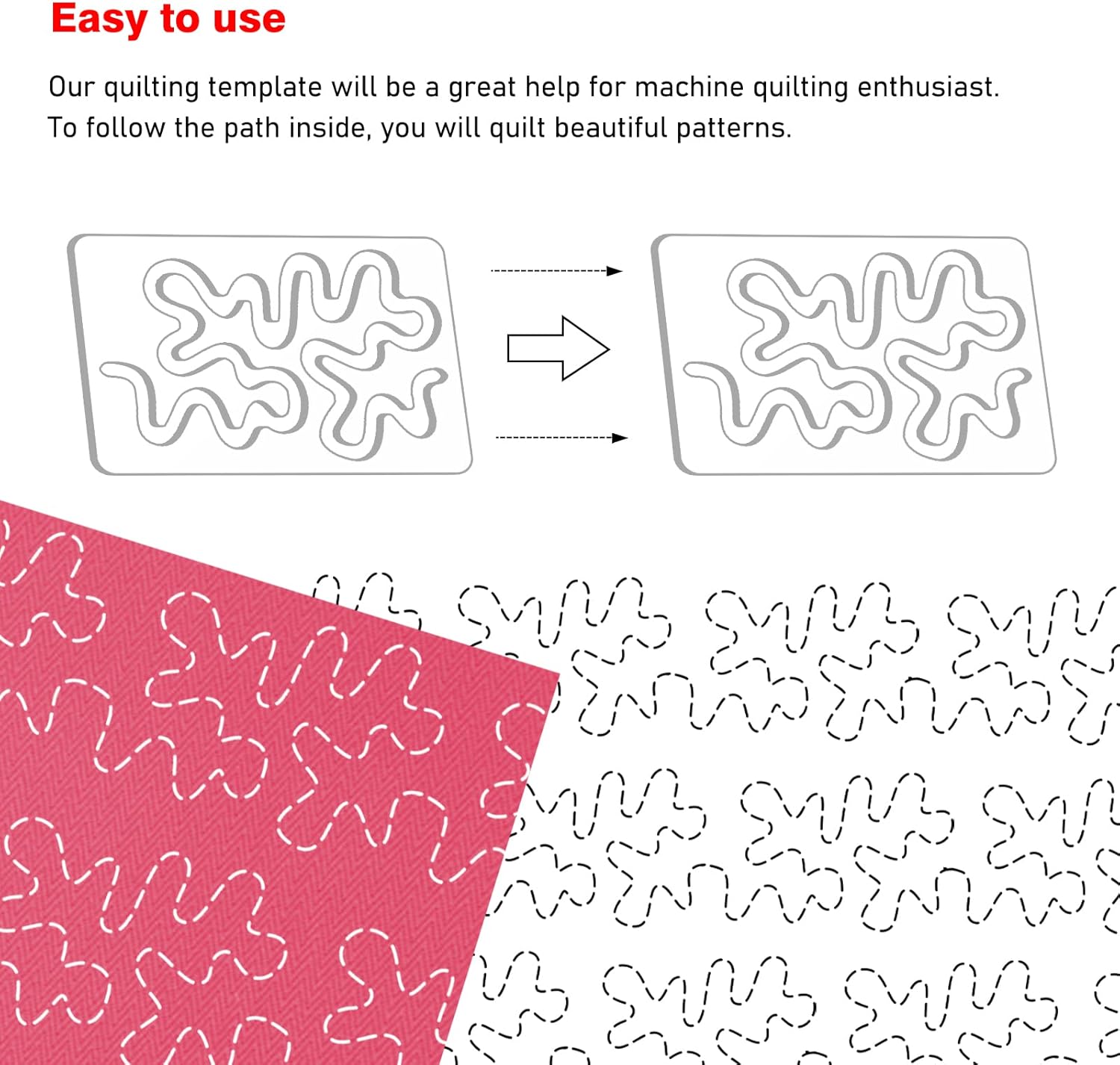 Kapyoo 3Pcs Free Motion Quilting Rulers and Templates Set Quilting Templates for Machine Quilting Supplies Stencils with Non-Slip Grips (Series B)