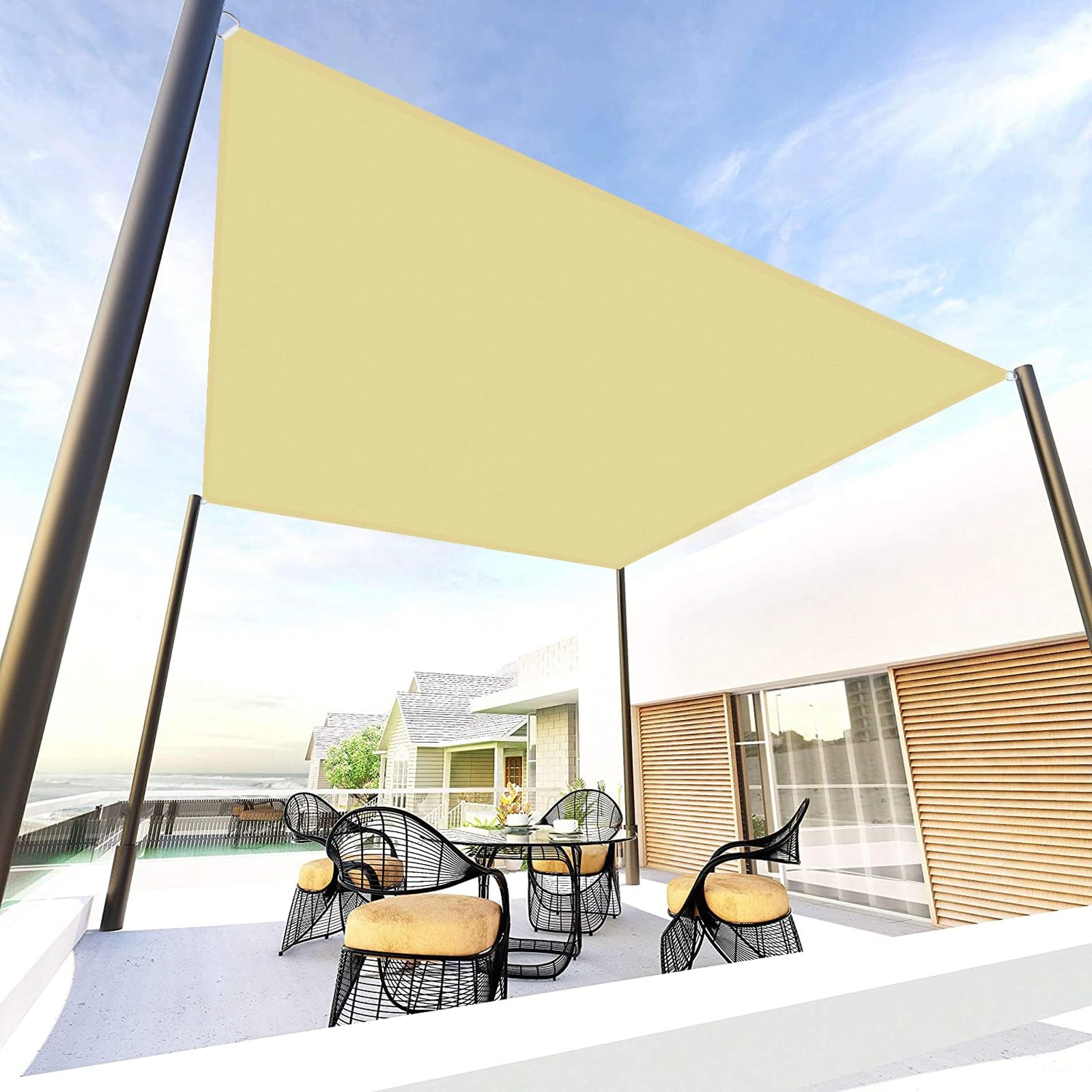 Toile solaire voile étanche 3 x 3.5 m crème protection terrasse