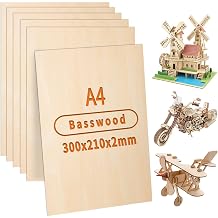 300x210mm Basswood Sheets 2mm Plywood Sheets 10Pcs A4 Thin Wood Sheets for Crafts DIY Model Making Engraving Painting Laser Projects Wood Burning