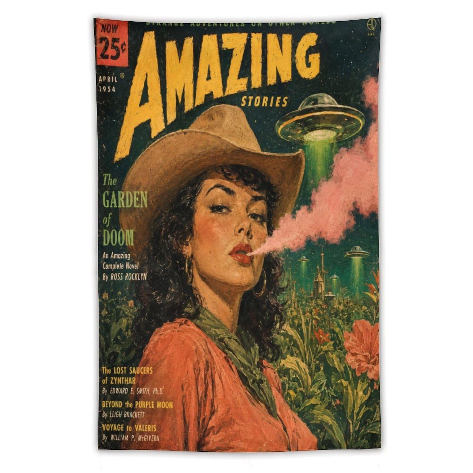 H3B8U2Y5 Cowgirl Western Stories Wall Tapestry, Vintage Poster, Office