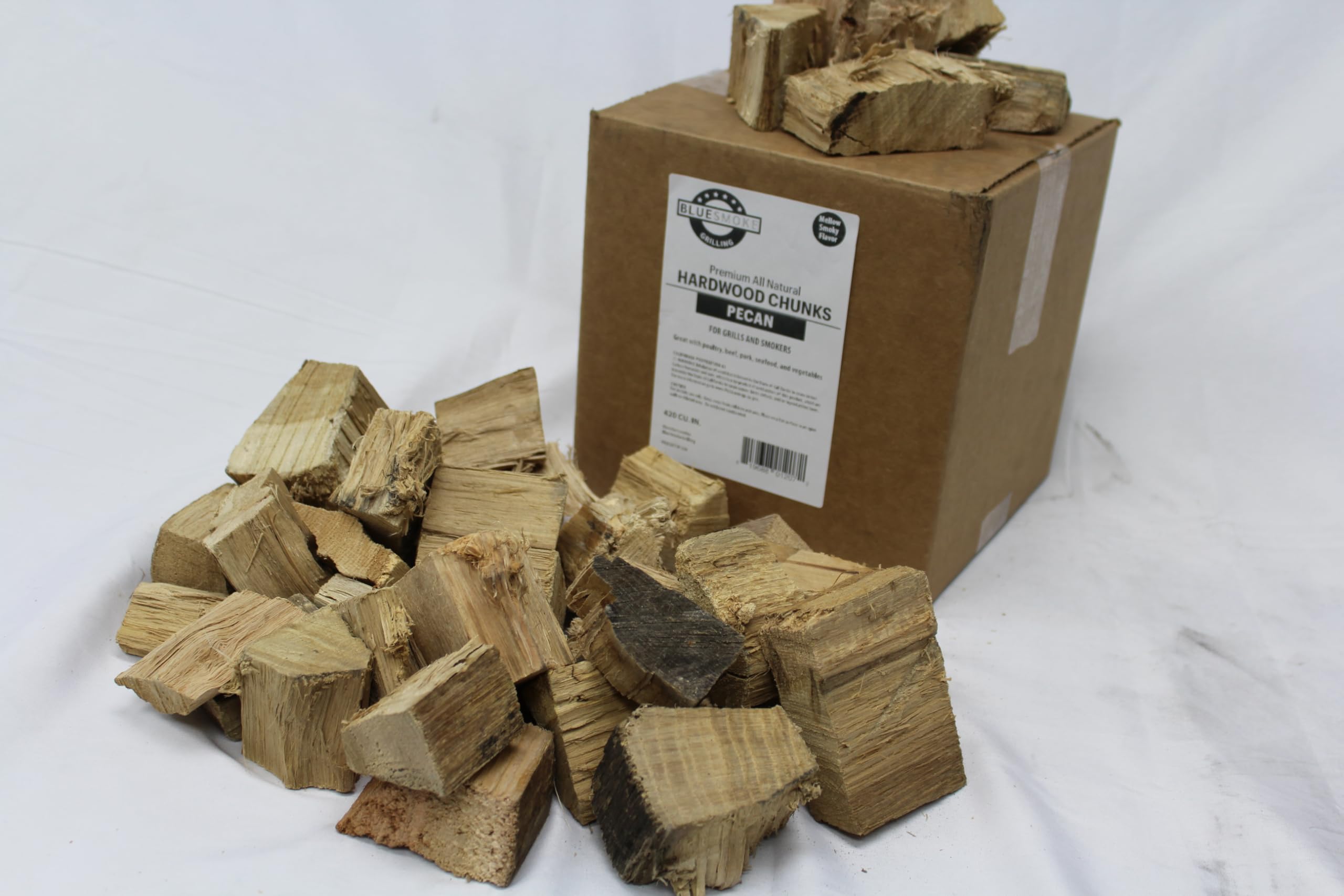 Blue Smoke Grilling All Natural Pecan Wood Chunks - 420 Cu. in. Pecan Wood Chunks for BBQ Grilling and Barbecue Smoking