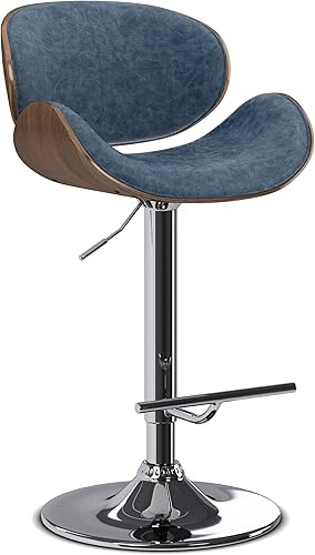 Miniatura 120 de SIMPLIHOME Marana - Taburete de bar giratorio ajustable – Silla tapizada de metal de 33 pulgadas de altura de asiento en piel sintética vegana