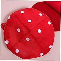 Vista 5 de STOBOK Sombrero de hongo, 15.7 x 15.7 in, adorable accesorio de disfraz de hongo, sombrero de felpa rojo, decoración de cosplay para niños