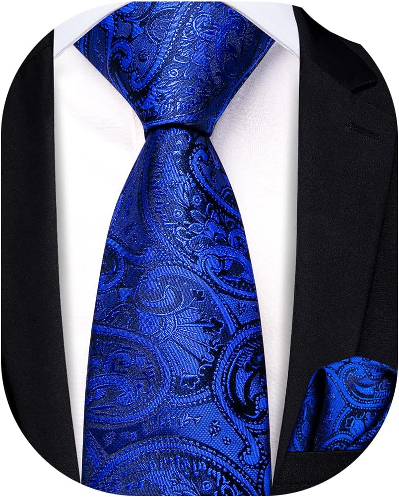 Hi-Tie Mens Silk Ties Set Novelty Necktie with Pocket Square and Cufflinks Set