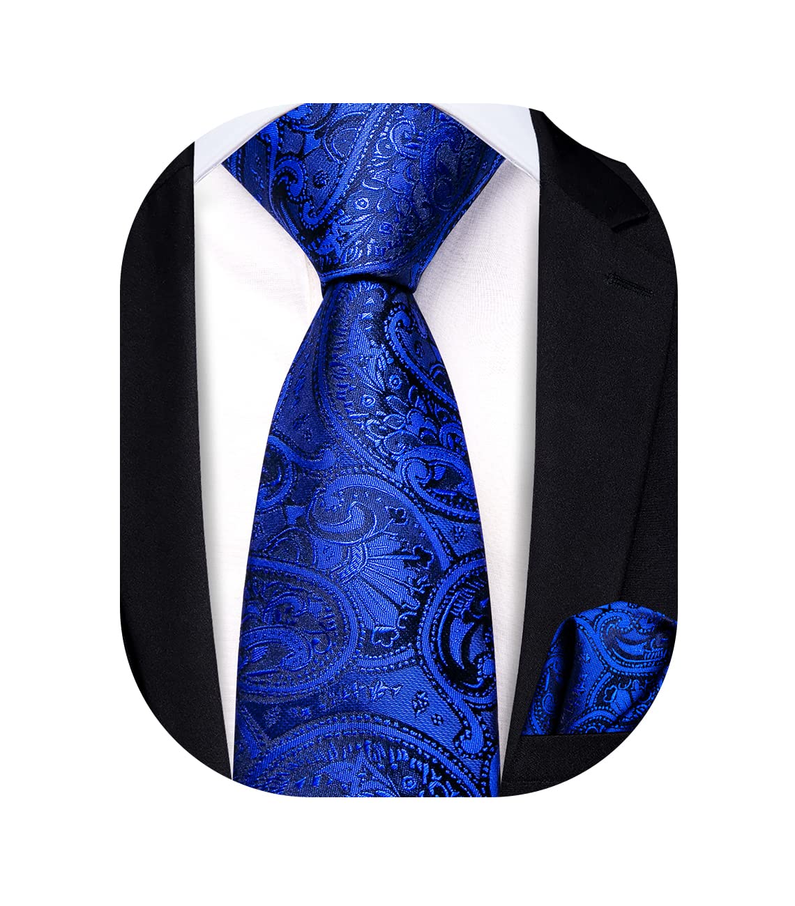 Hi-Tie Mens Silk Ties Set Novelty Necktie with Pocket Square and Cufflinks Set