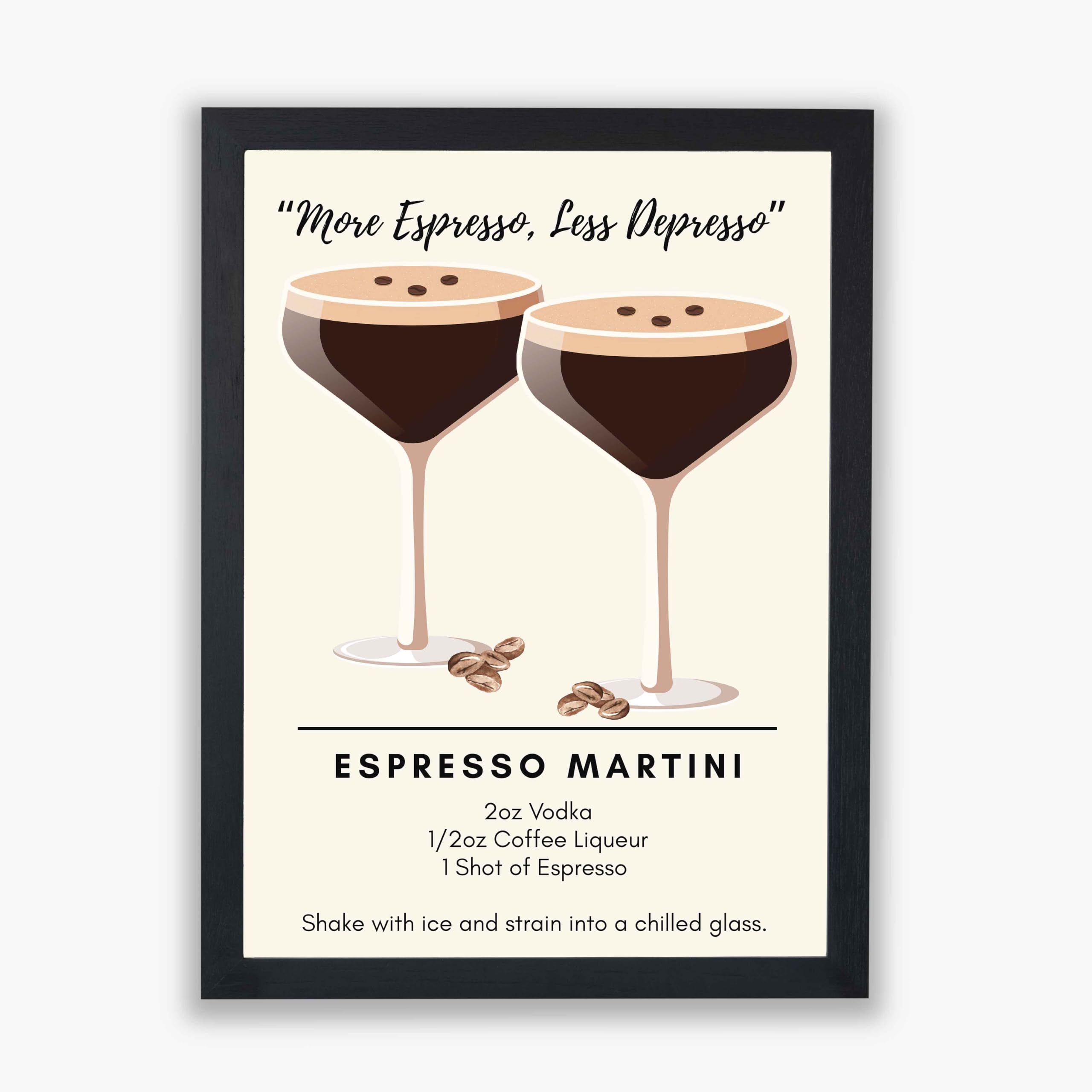 Espresso Martini impression d'art chic encadrée format moyen avec guide de recettes - 8